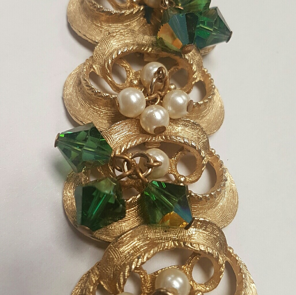 vintage bracelet with crystals and faux pearls